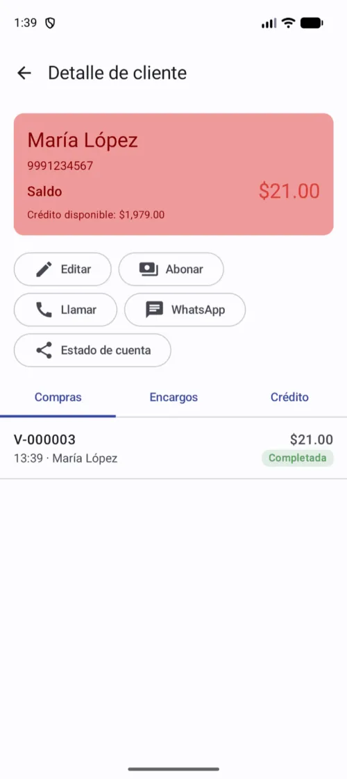 El saldo en rojo es lo que el cliente te debe