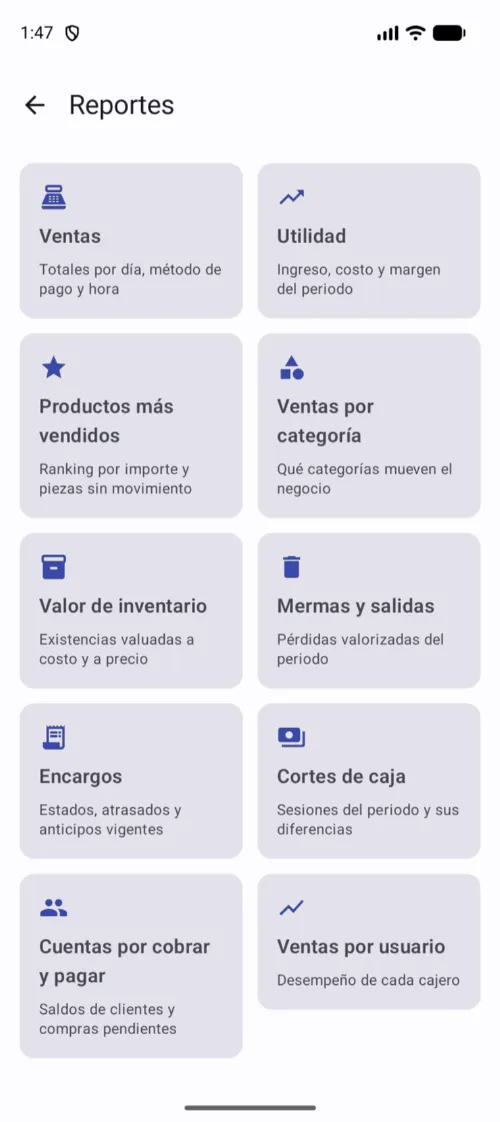 Los diez reportes disponibles